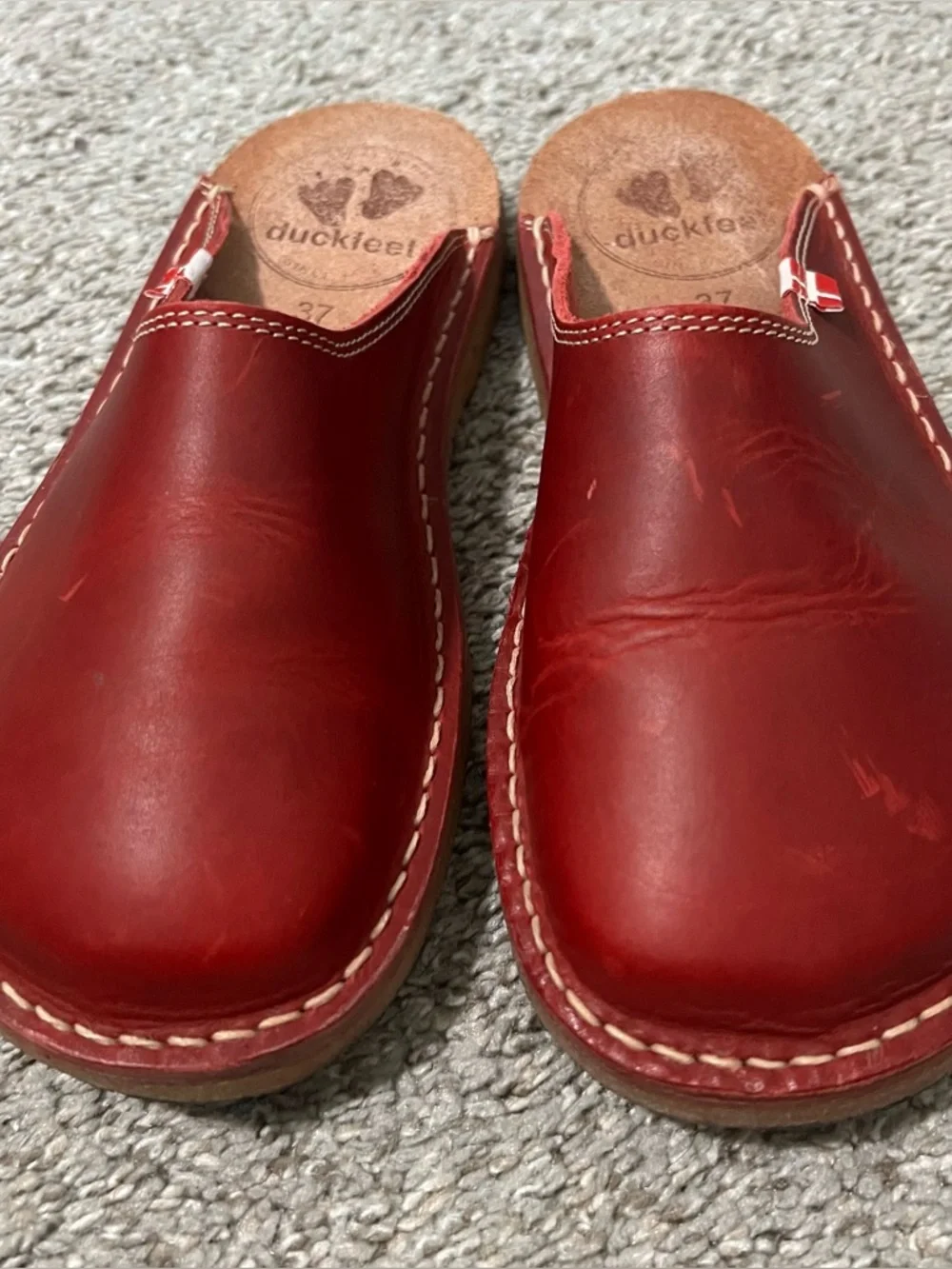 Duckfeet Red Handmade Blåvand' Mules Slip-ons - Clogs Slides Size 37 6.5/7 - Picture 8 of 10